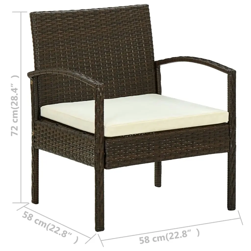 Garden Chair with Cushion Poly Rattan Brown 45794