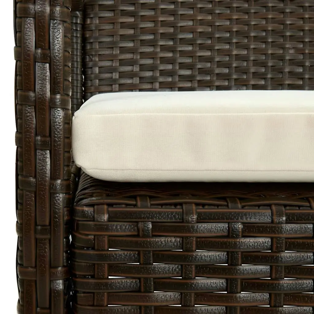 Garden Chair with Cushion Poly Rattan Brown 45794