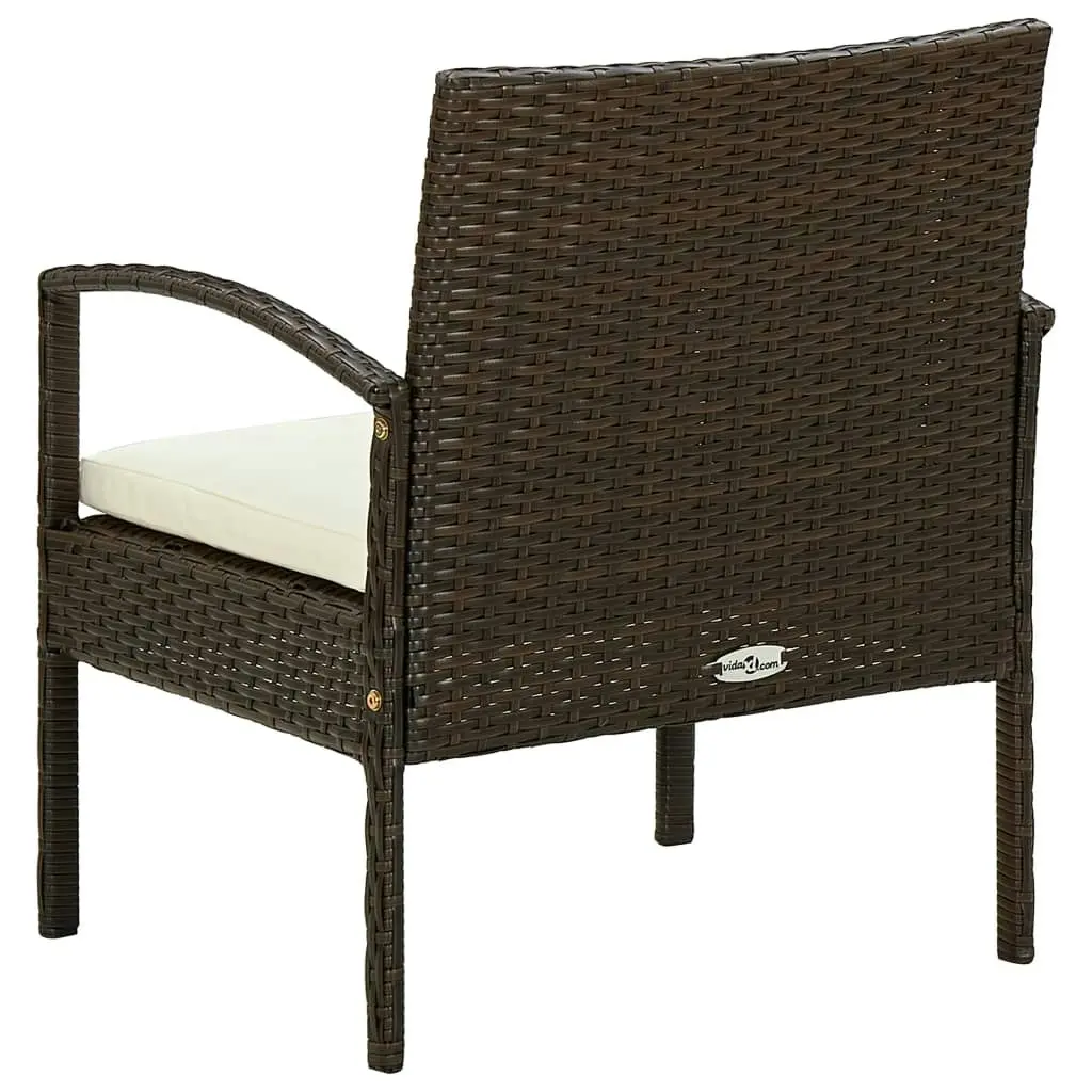 Garden Chair with Cushion Poly Rattan Brown 45794