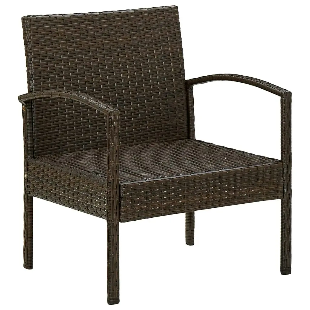 Garden Chair with Cushion Poly Rattan Brown 45794