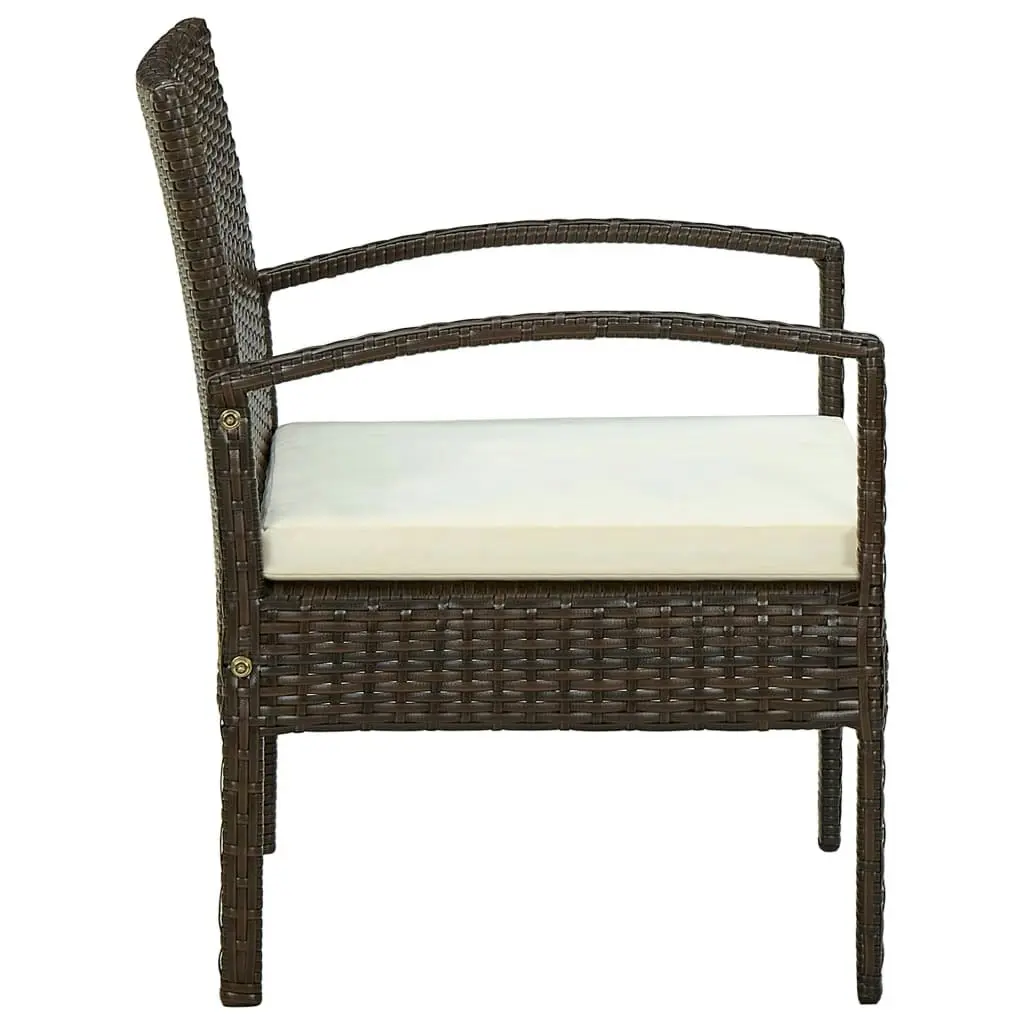 Garden Chair with Cushion Poly Rattan Brown 45794