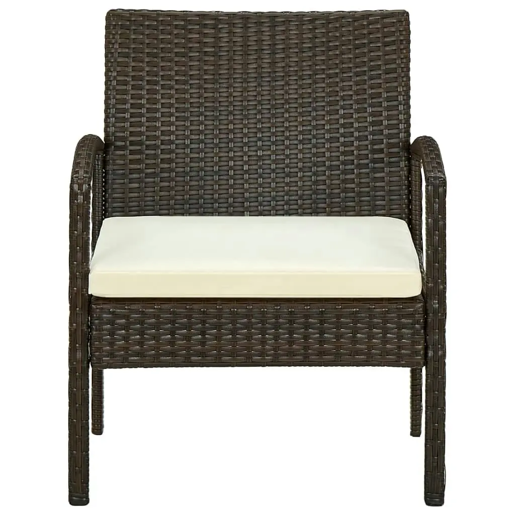 Garden Chair with Cushion Poly Rattan Brown 45794