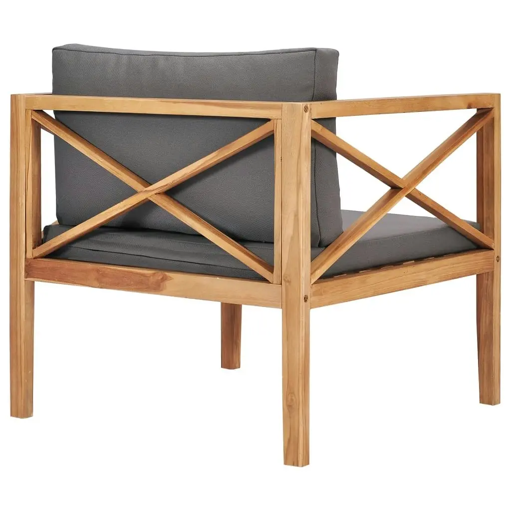 Garden Chair with Grey Cushions Solid Wood Teak 49371