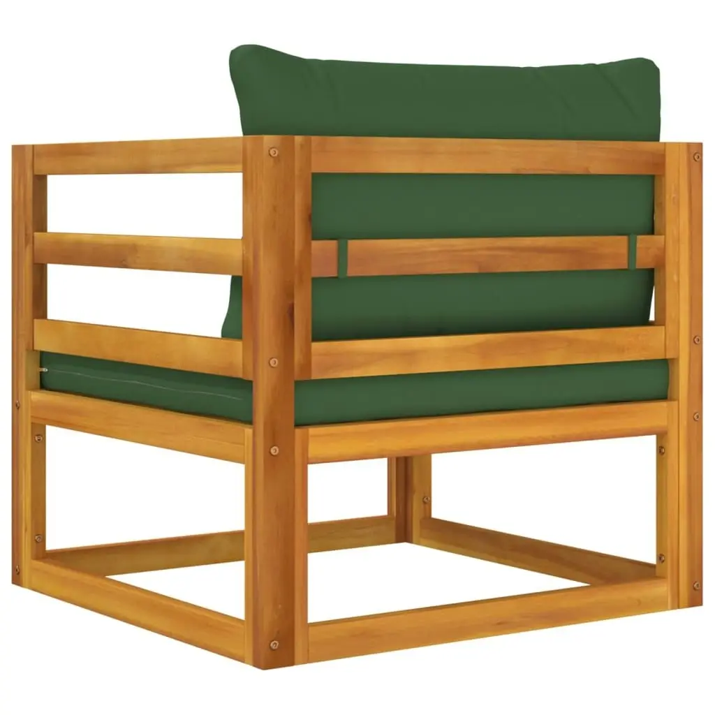 Garden Chair with Green Cushions Solid Wood Acacia 360023