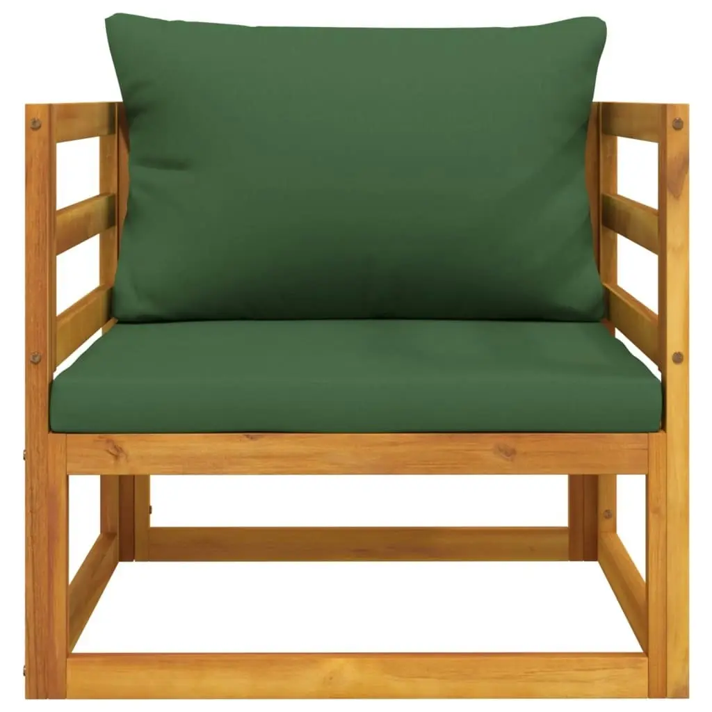 Garden Chair with Green Cushions Solid Wood Acacia 360023