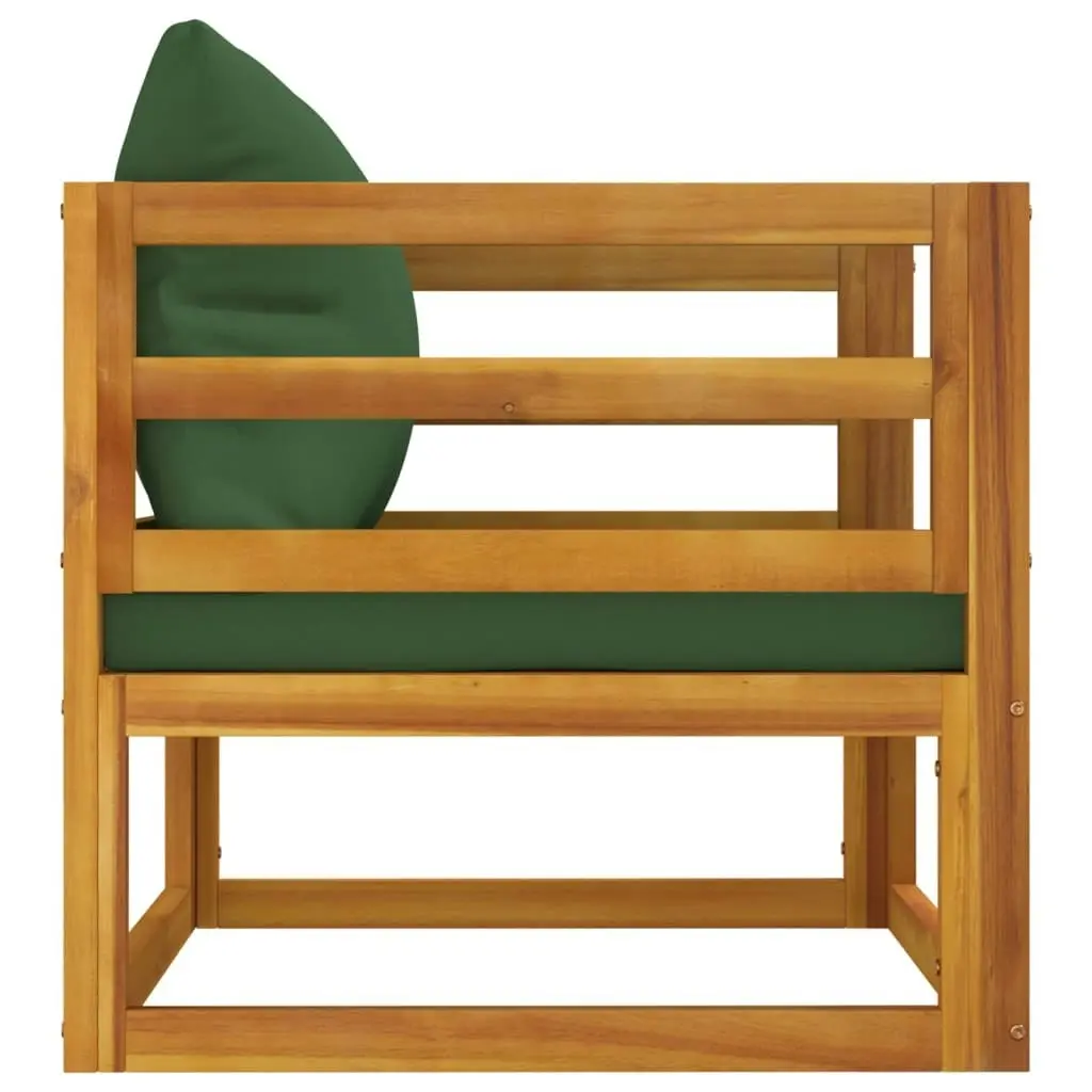 Garden Chair with Green Cushions Solid Wood Acacia 360023