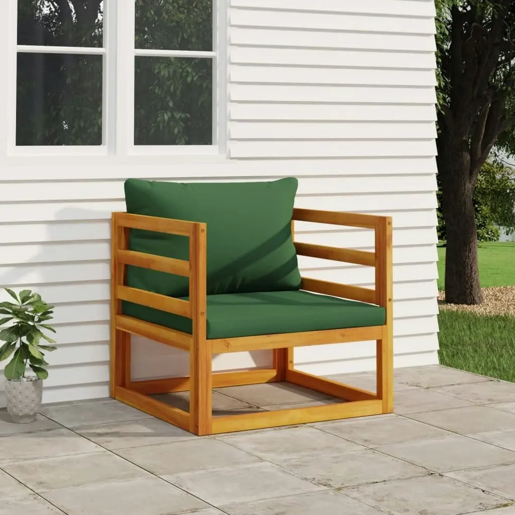 Garden Chair with Green Cushions Solid Wood Acacia 360023