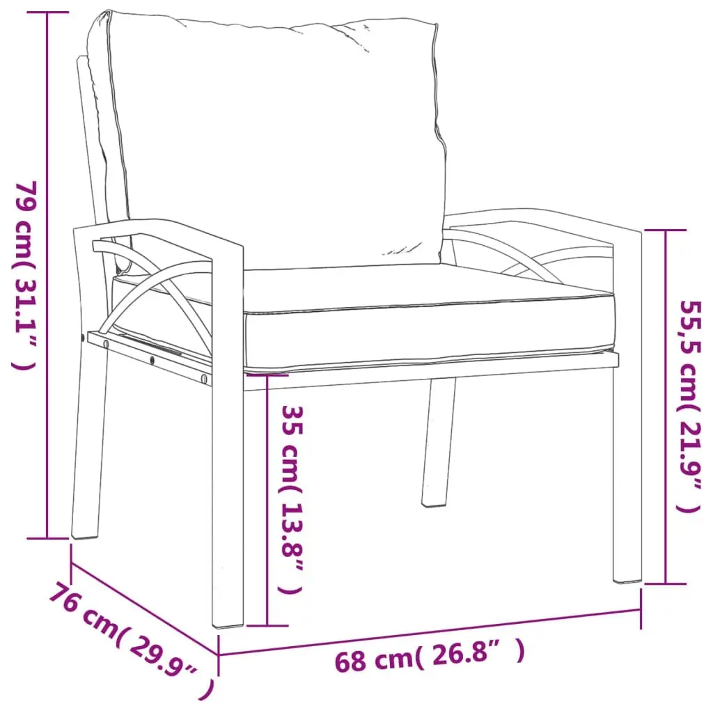 Garden Chair with Grey Cushions 68x76x79 cm Steel 362714