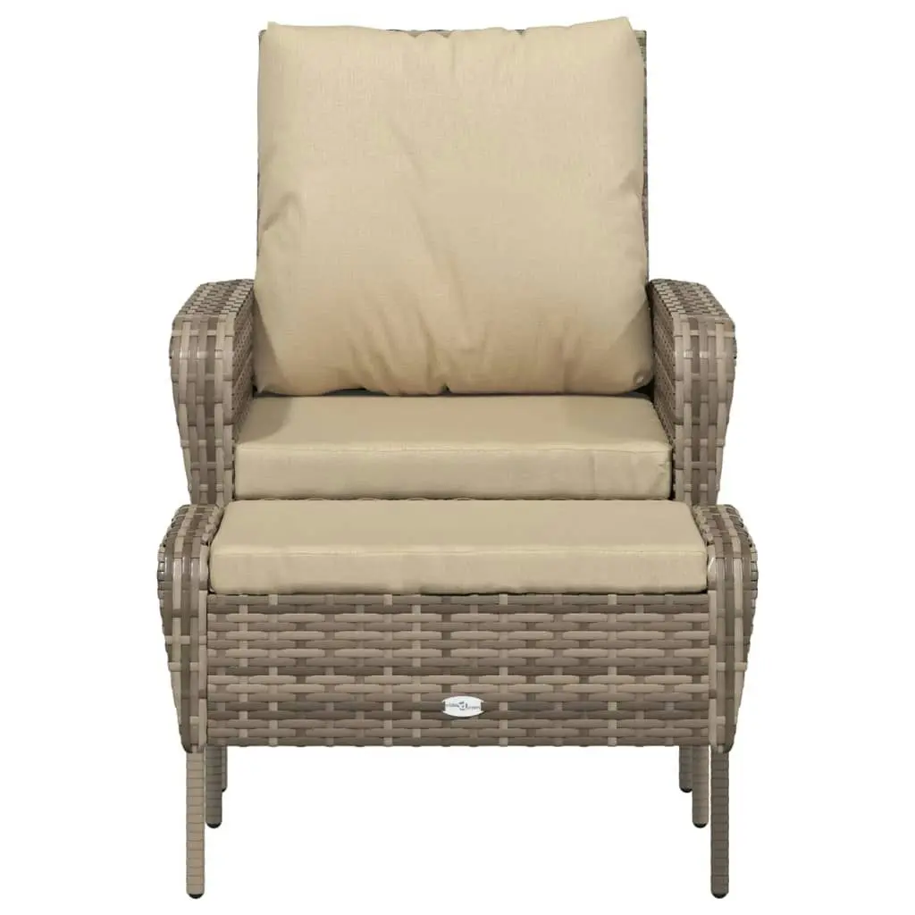 Garden Chair with Footstool Light Brown Poly Rattan 364114