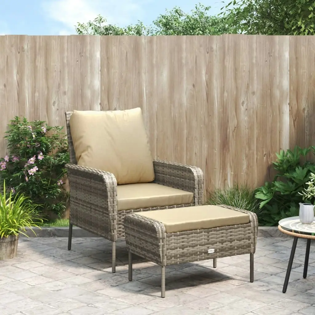 Garden Chair with Footstool Light Brown Poly Rattan 364114