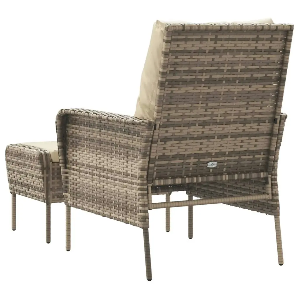 Garden Chair with Footstool Light Brown Poly Rattan 364114