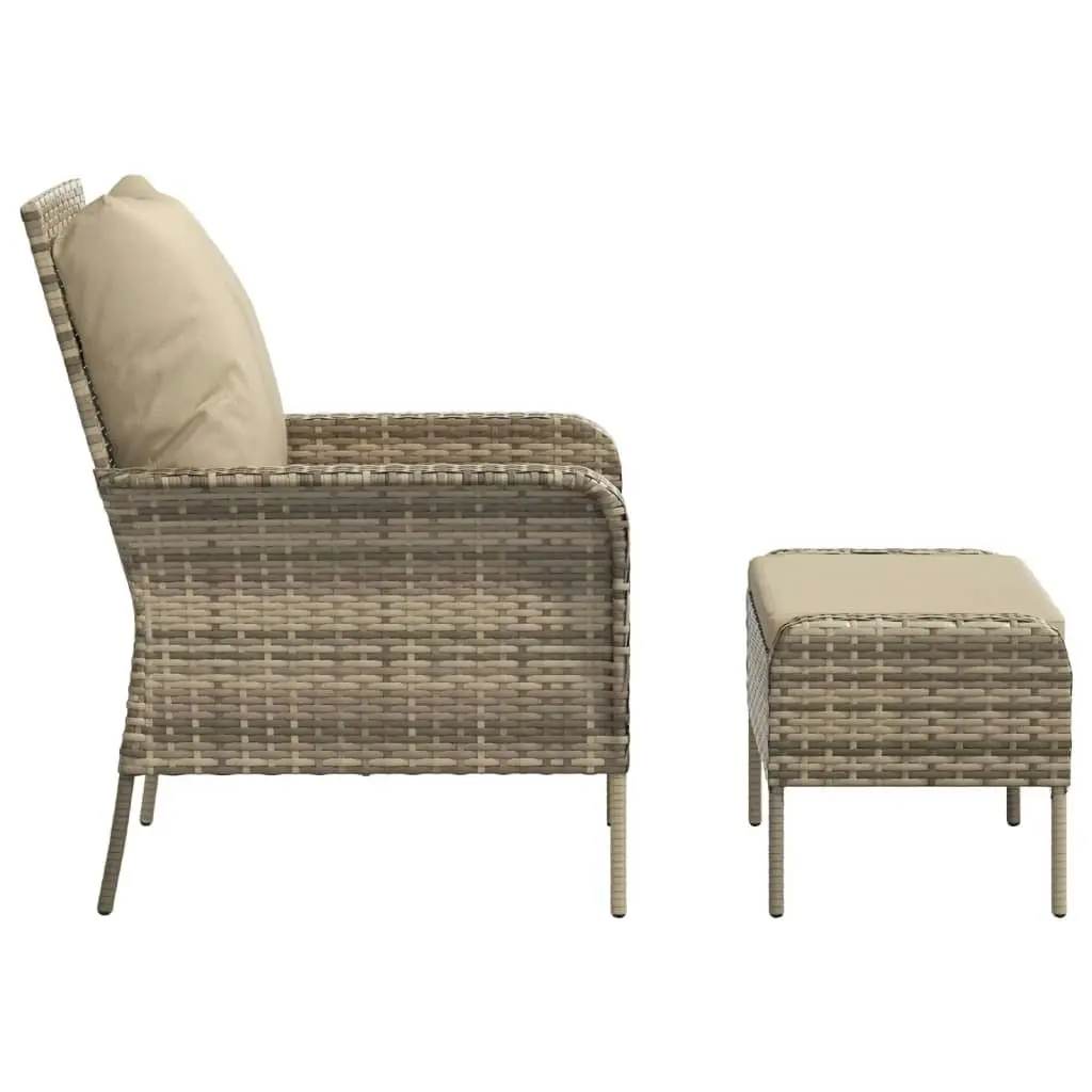 Garden Chair with Footstool Light Brown Poly Rattan 364114