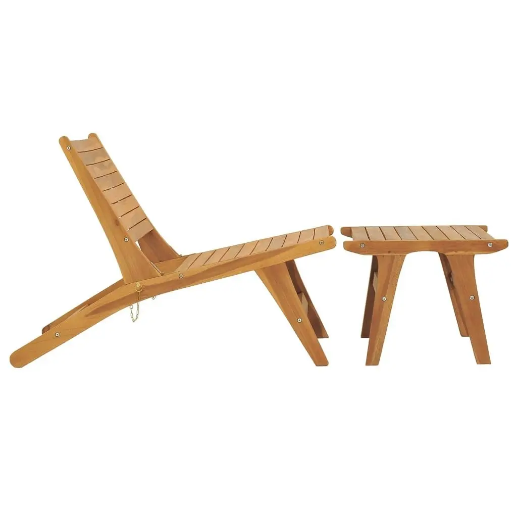 Garden Chair with Footrest Solid Teak Wood 49366