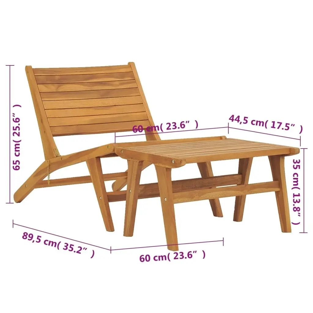 Garden Chair with Footrest Solid Teak Wood 49366