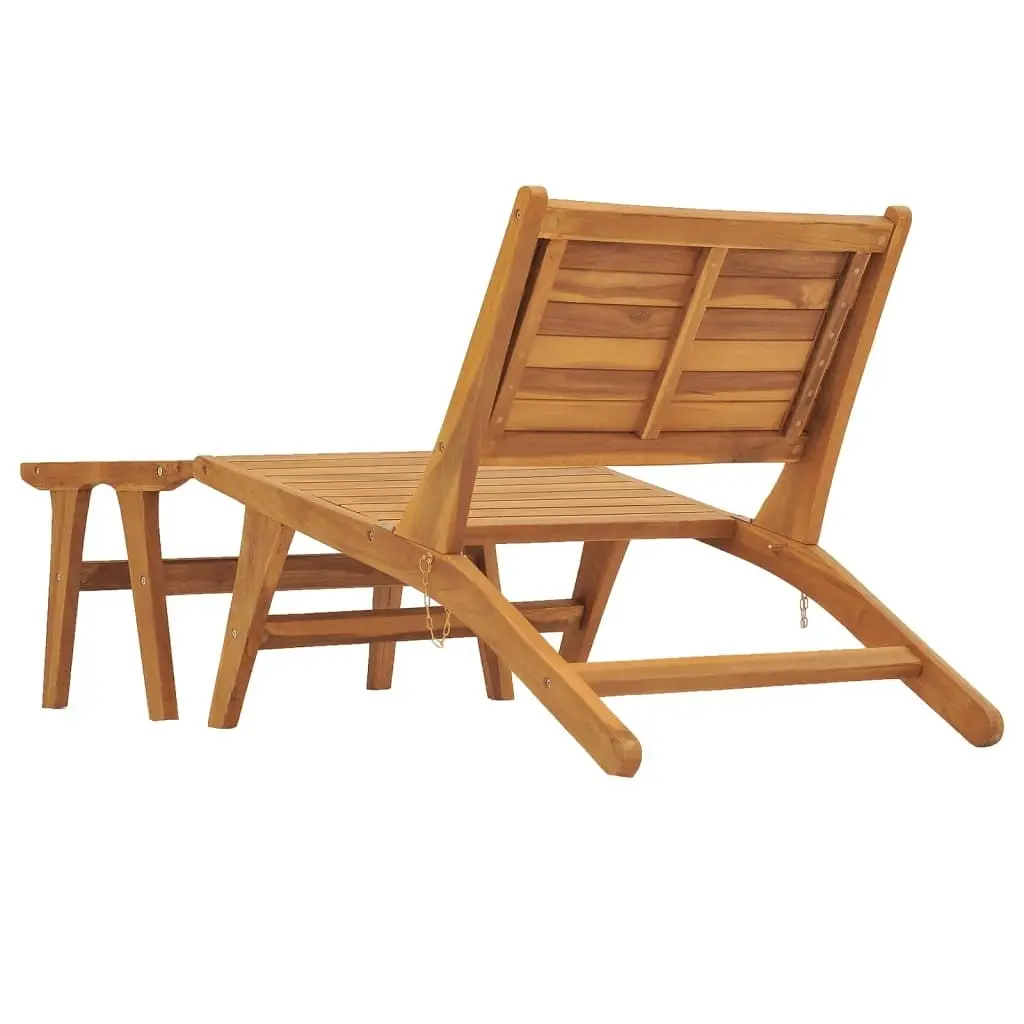 Garden Chair with Footrest Solid Teak Wood 49366