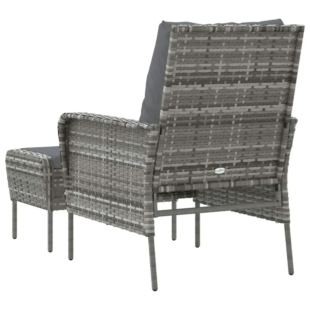 Garden Chair with Footstool Grey Poly Rattan 364115