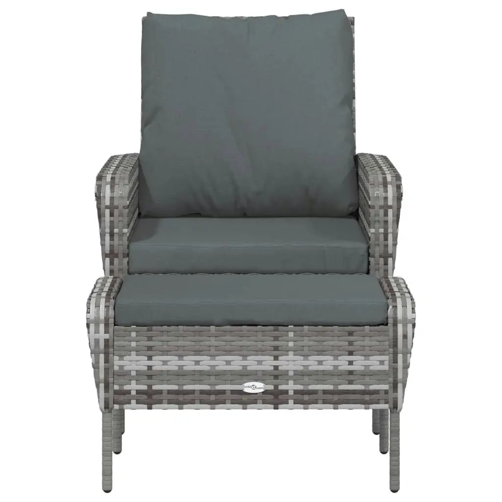 Garden Chair with Footstool Grey Poly Rattan 364115