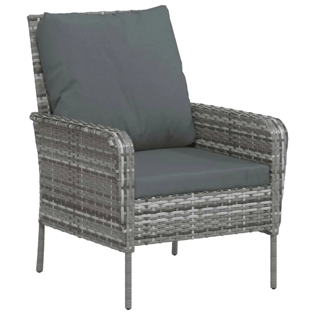 Garden Chair with Footstool Grey Poly Rattan 364115