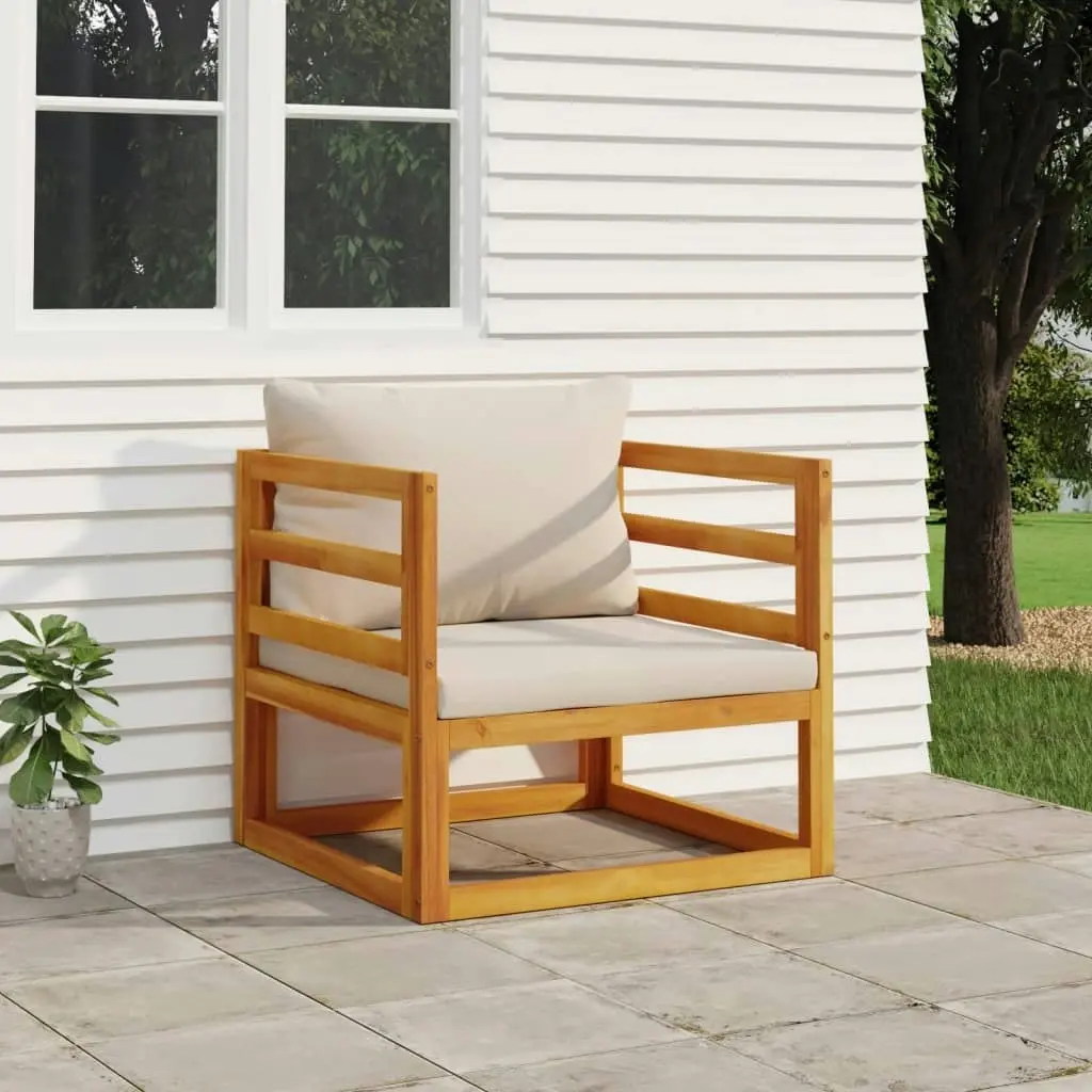 Garden Chair with Light Grey Cushions Solid Wood Acacia 360015