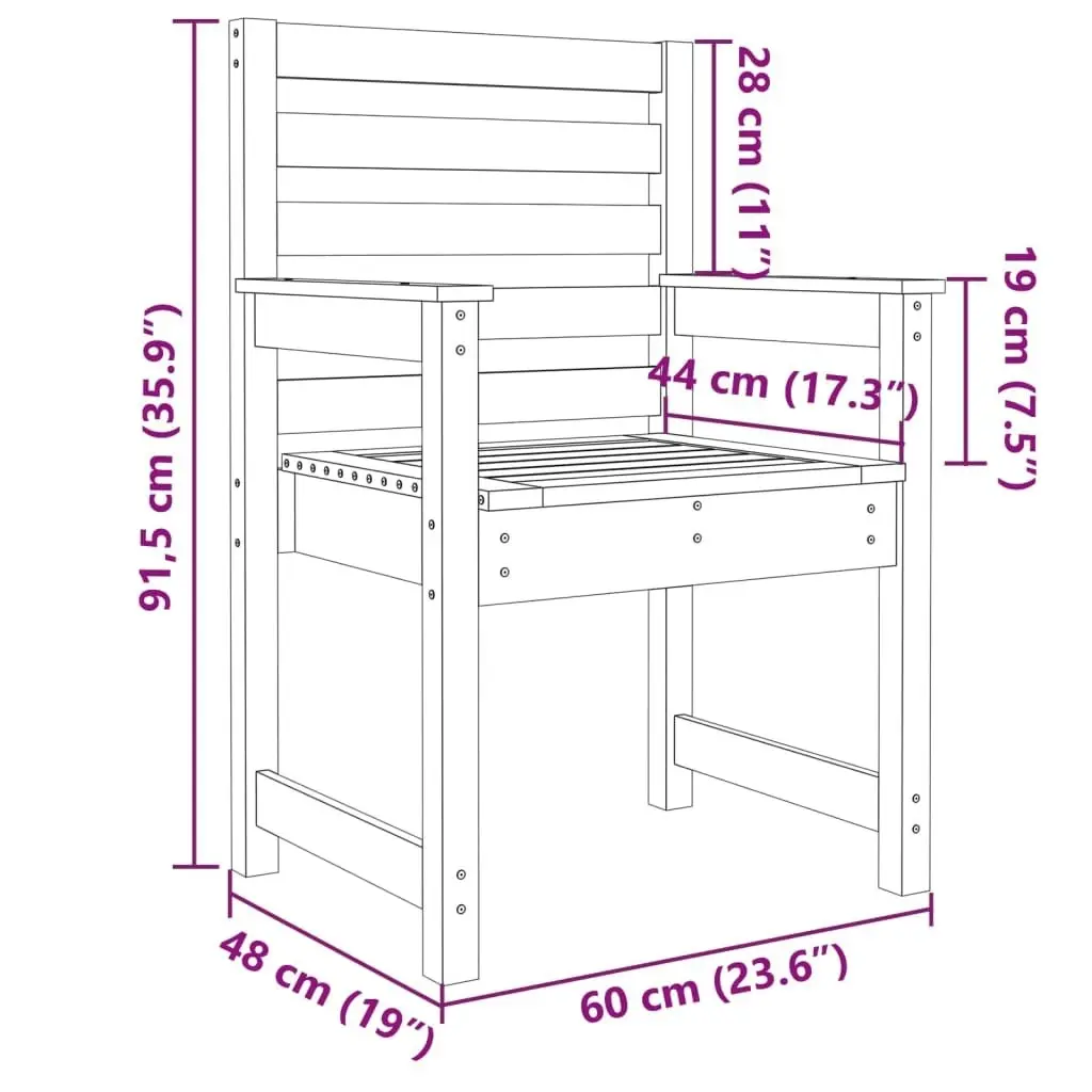 Garden Chairs 2 pcs 60x48x91 cm Solid Wood Pine 824053