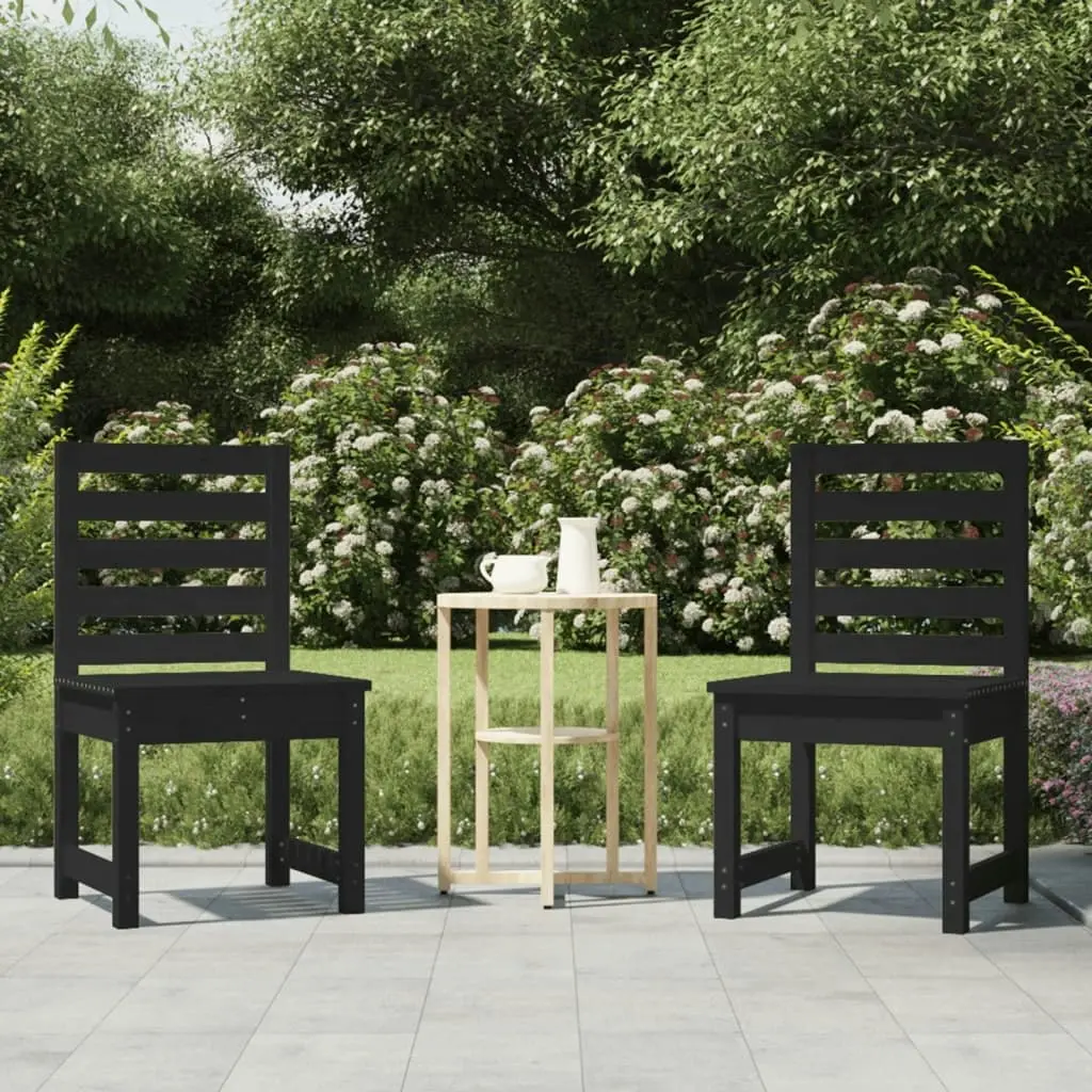 Garden Chairs 2 pcs Black 50x48x91.5 cm Solid Wood Pine 824029