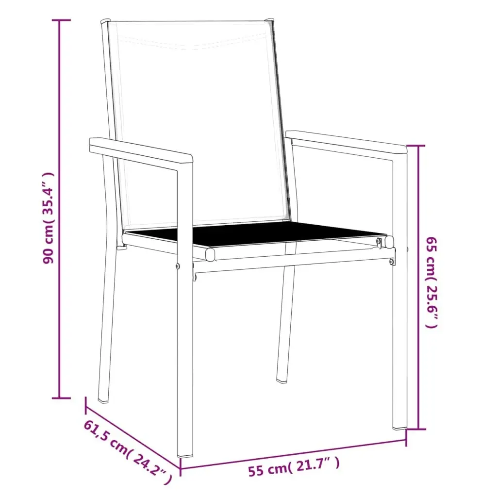 Garden Chairs 2 pcs Black 55x61.5x90 cm Textilene and Steel 364099