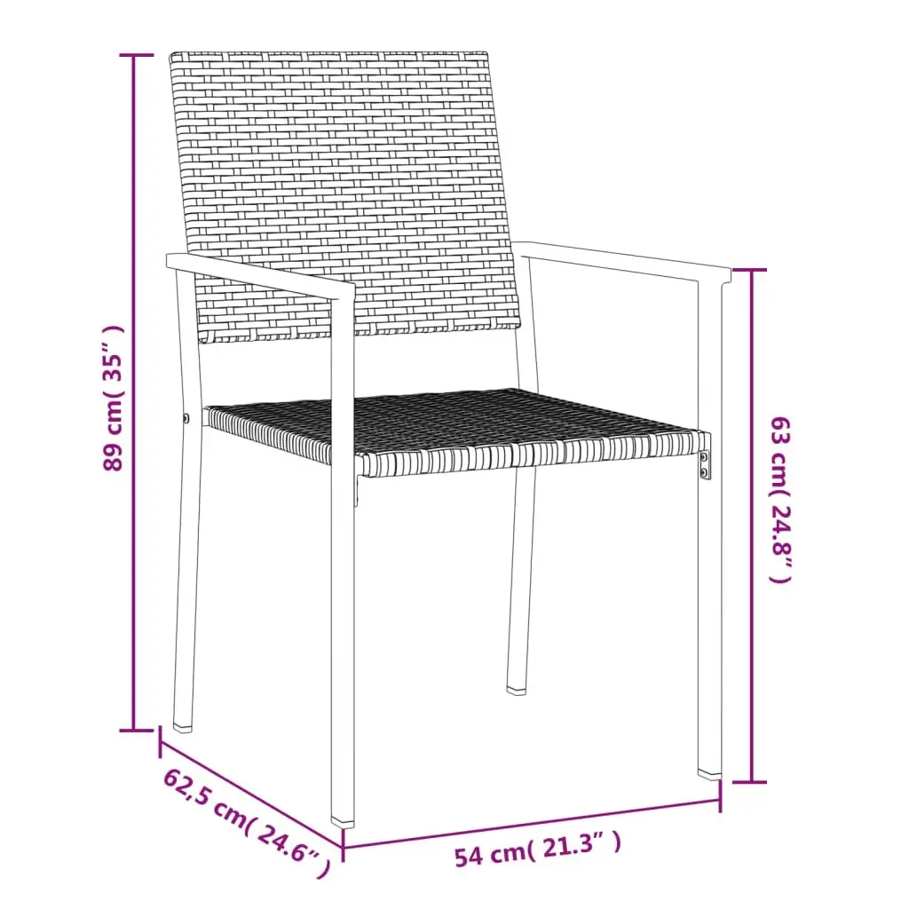 Garden Chairs 2 pcs Black 54x62.5x89 cm Poly Rattan 364098