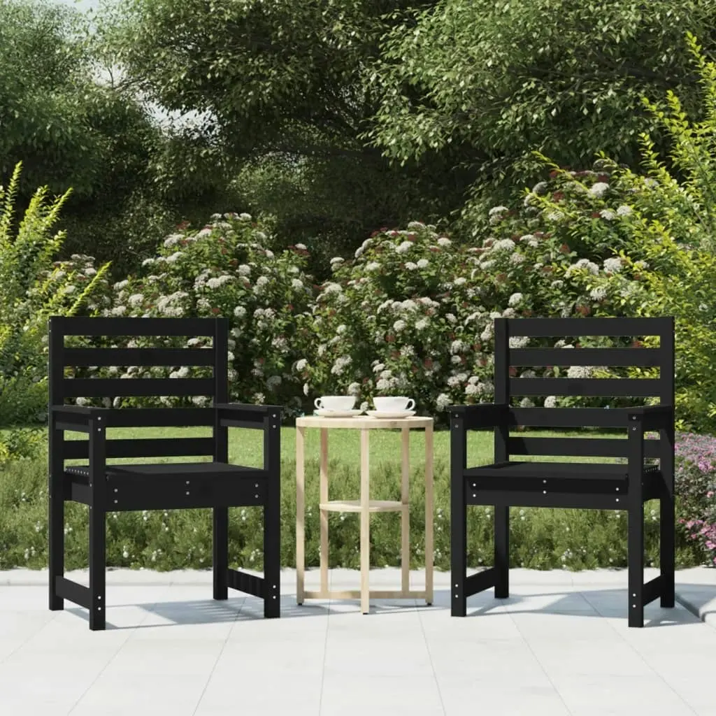 Garden Chairs 2 pcs Black 60x48x91 cm Solid Wood Pine 824057