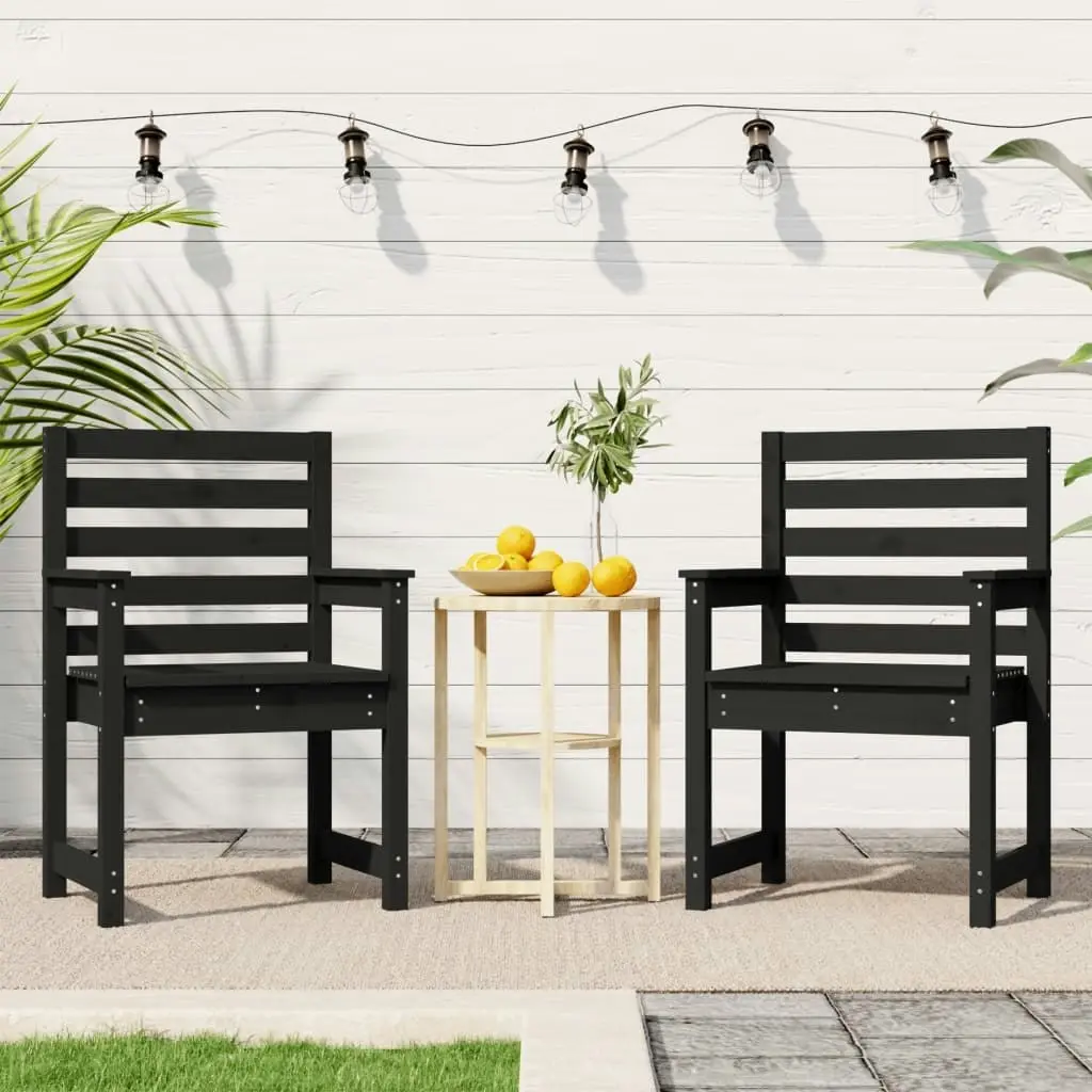 Garden Chairs 2 pcs Black 60x48x91 cm Solid Wood Pine 824057