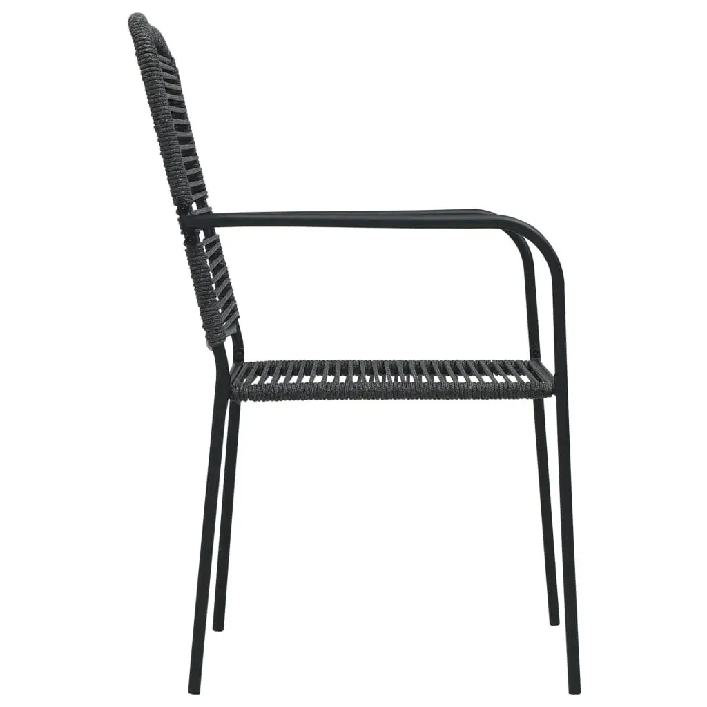 Garden Chairs 2 pcs Cotton Rope and Steel Black 48568