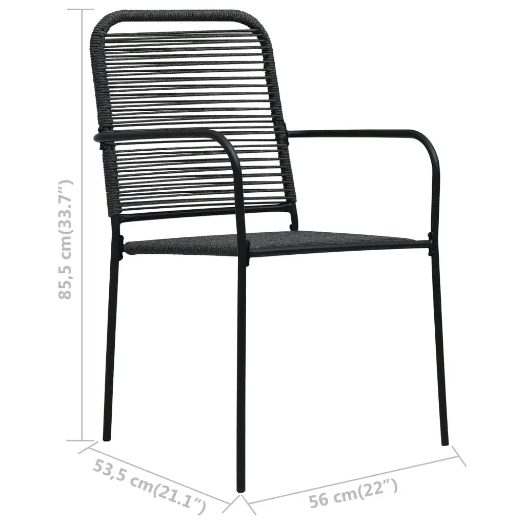 Garden Chairs 2 pcs Cotton Rope and Steel Black 48568