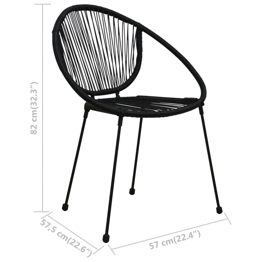 Garden Chairs 2 pcs PVC Rattan Black 48566