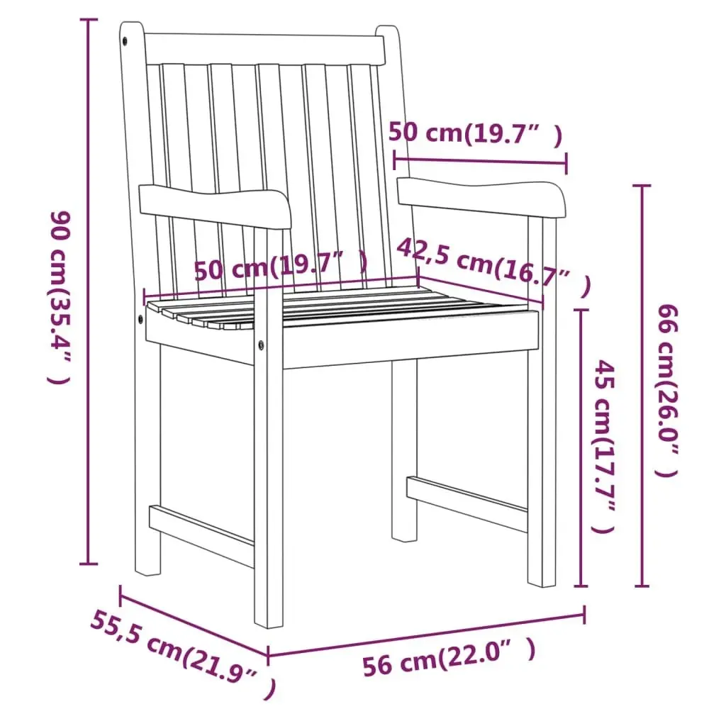 Garden Chairs 2 pcs Solid Acacia Wood 316609