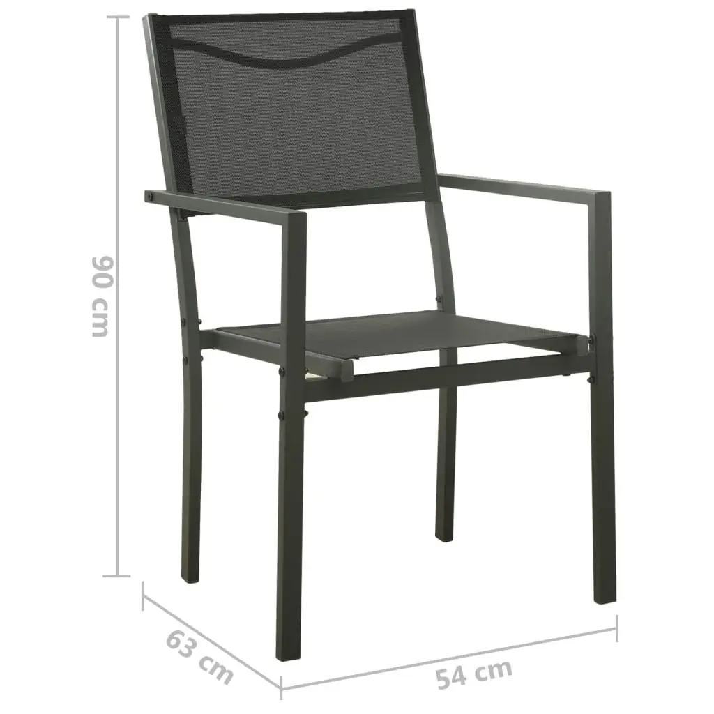 Garden Chairs 2 pcs Textilene and Steel Black and Anthracite 313077