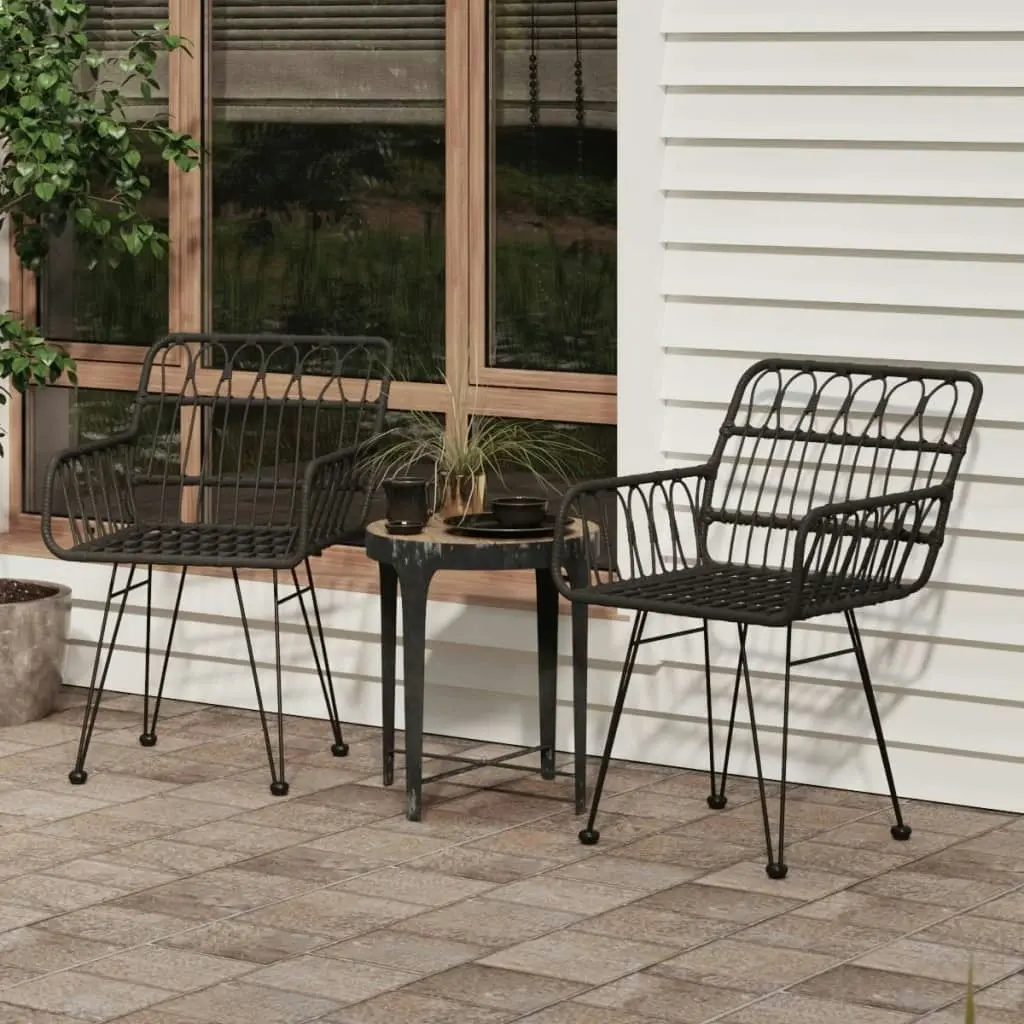 Garden Chairs 2 pcs with Armrest Black 56x64x80 cm PE Rattan 319427