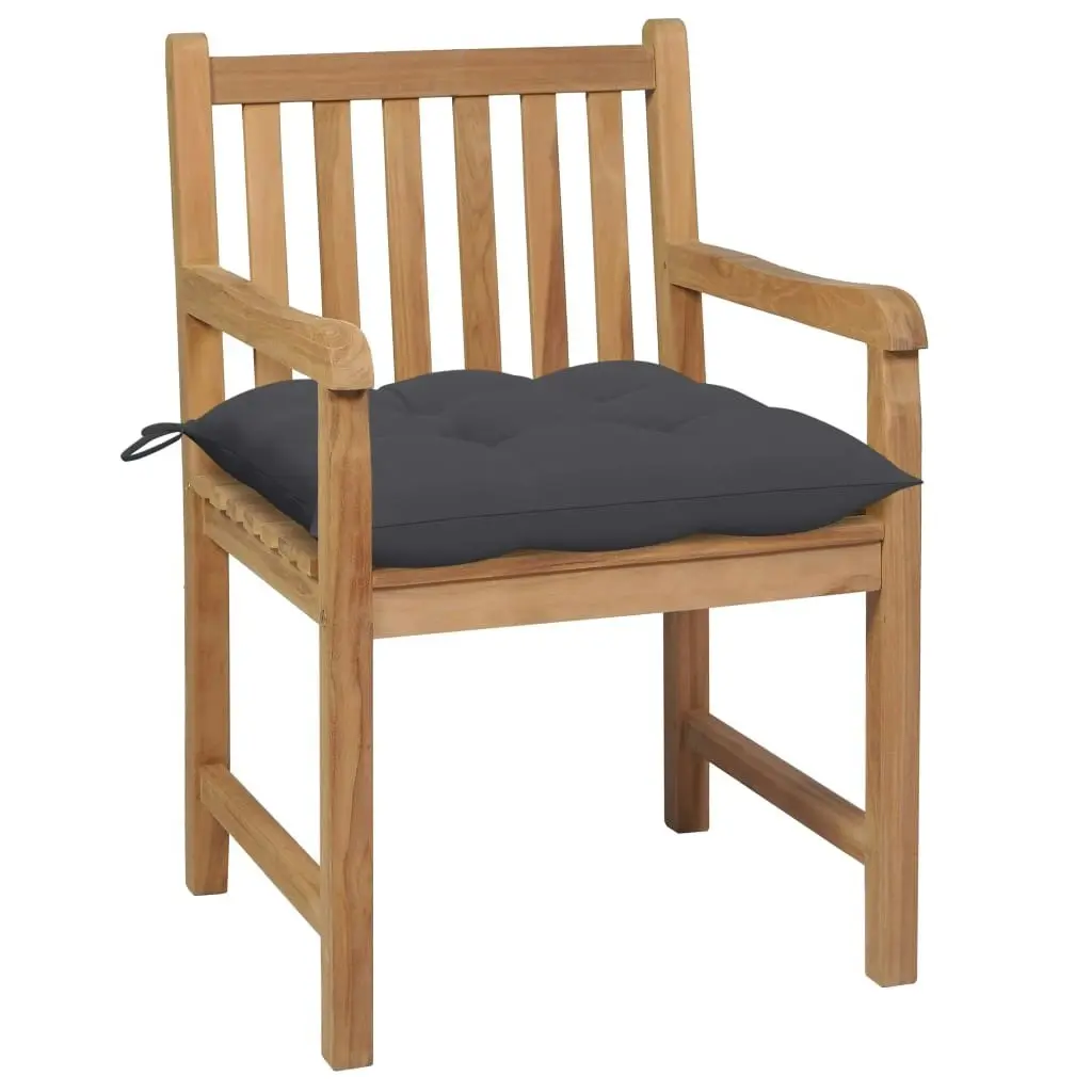 Garden Chairs 2 pcs with Anthracite Cushions Solid Teak Wood 3062745