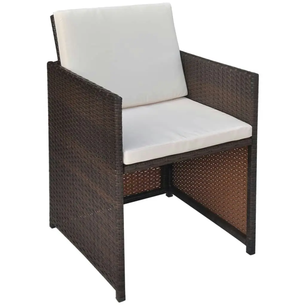 Garden Chairs 2 pcs with Cushions and Pillows Poly Rattan Brown 42560