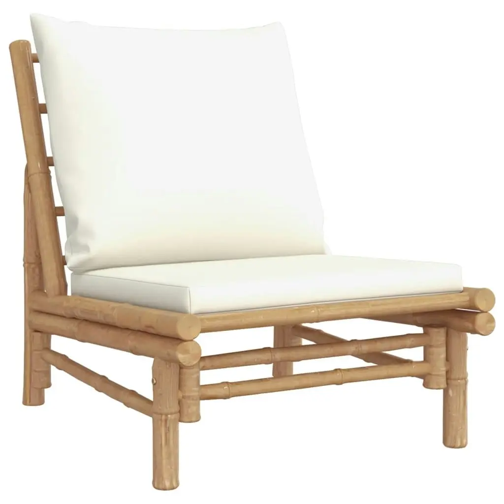 Garden Chairs 2 pcs with Cream White Cushions Bamboo 363455