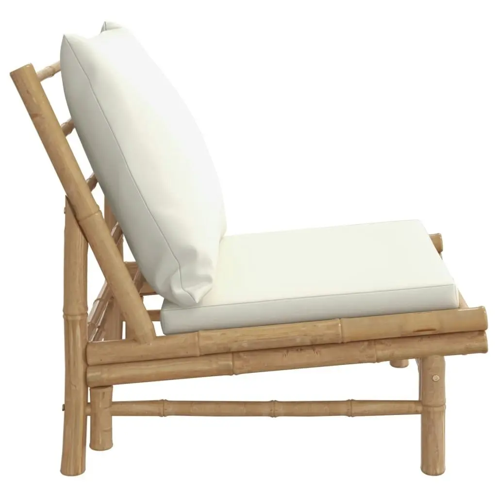 Garden Chairs 2 pcs with Cream White Cushions Bamboo 363455