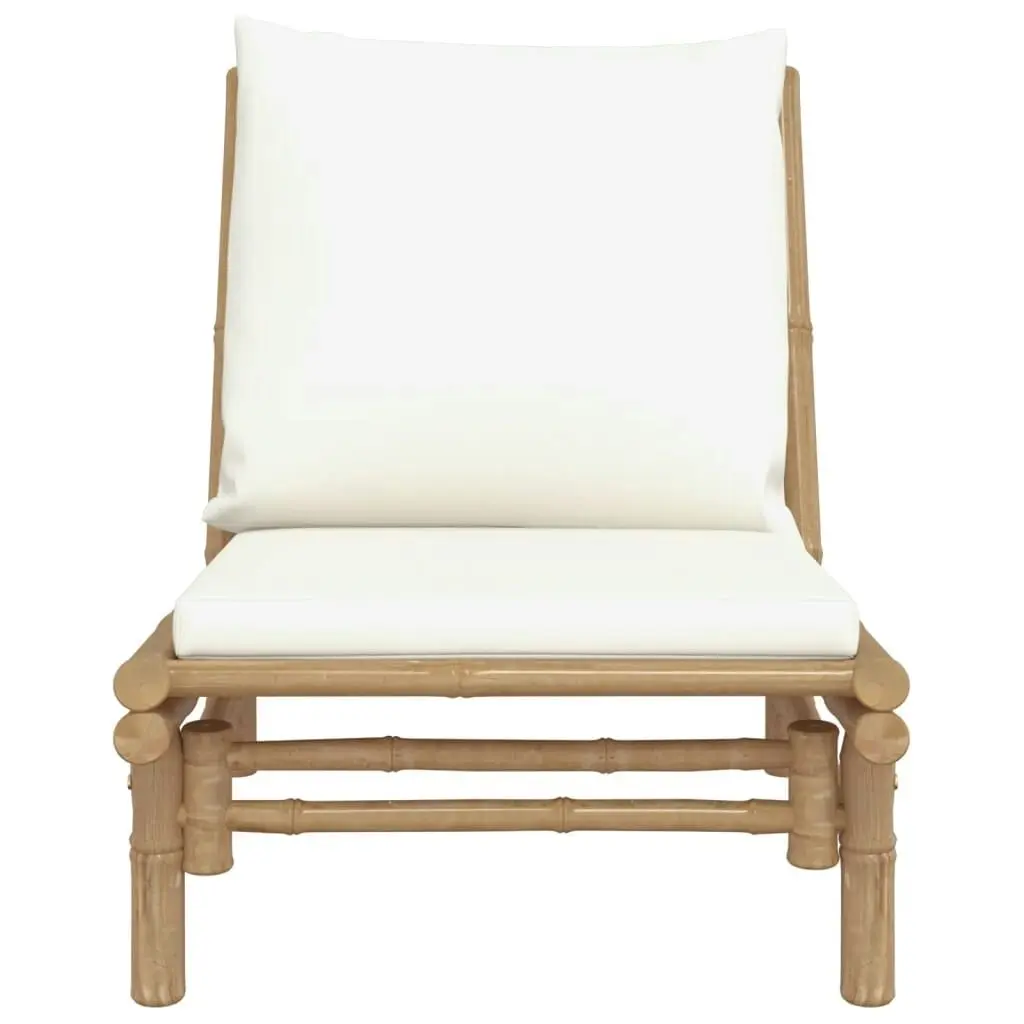 Garden Chairs 2 pcs with Cream White Cushions Bamboo 363455