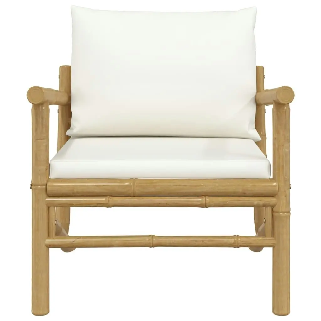 Garden Chairs 2 pcs with Cream White Cushions Bamboo 363462