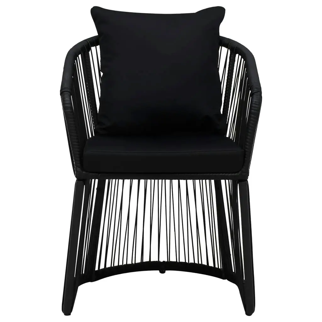 Garden Chairs 2 pcs with Cushions and Pillows PVC Rattan Black 48586