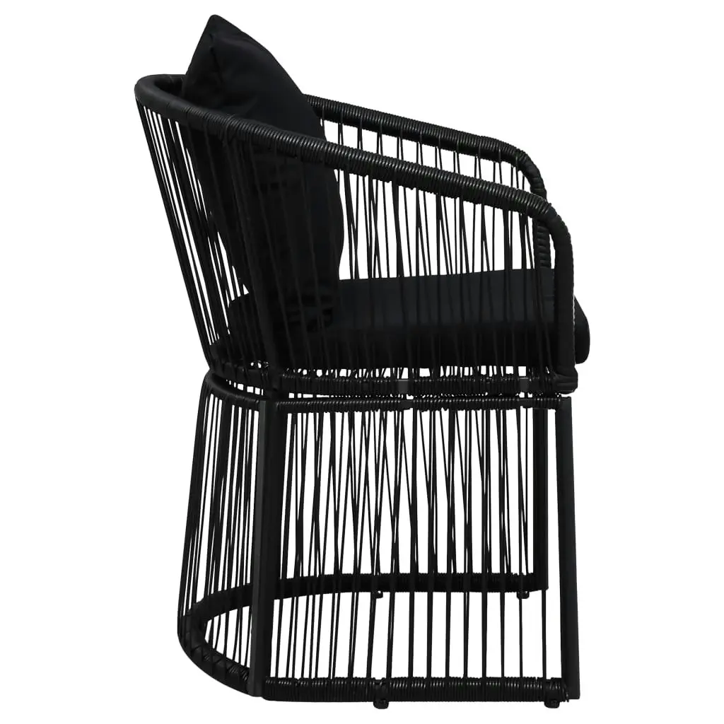 Garden Chairs 2 pcs with Cushions and Pillows PVC Rattan Black 48586