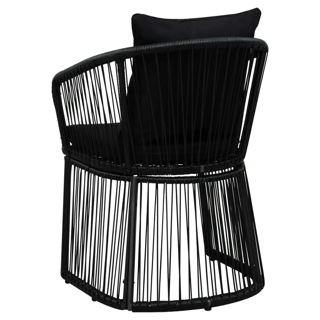 Garden Chairs 2 pcs with Cushions and Pillows PVC Rattan Black 48586