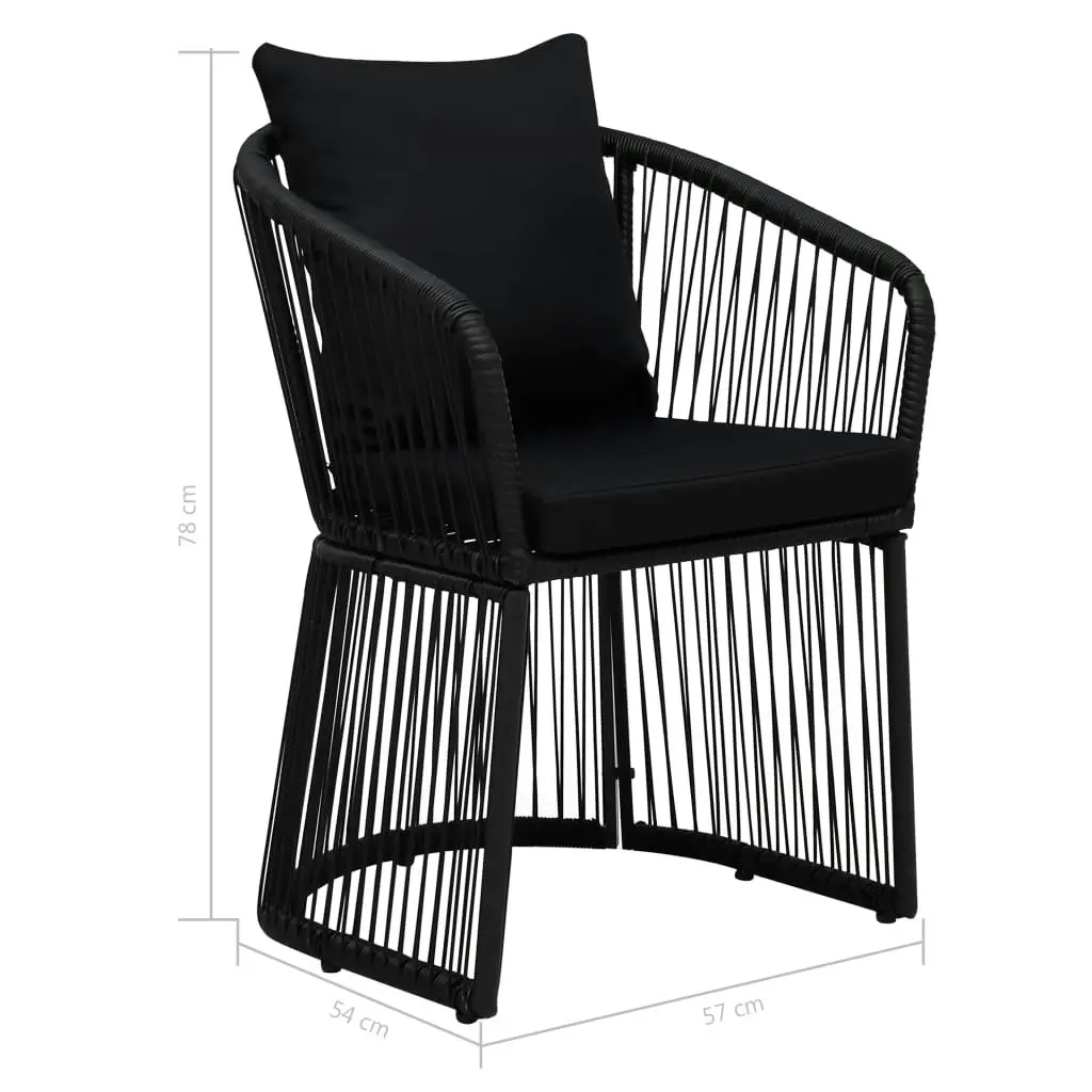 Garden Chairs 2 pcs with Cushions and Pillows PVC Rattan Black 48586