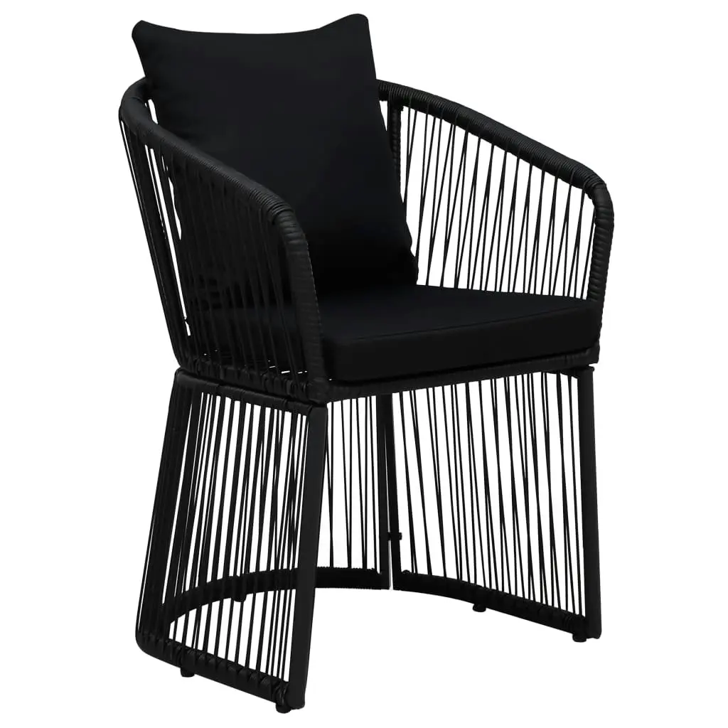 Garden Chairs 2 pcs with Cushions and Pillows PVC Rattan Black 48586