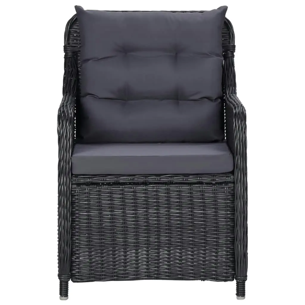 Garden Chairs 2 pcs with Cushions Poly Rattan Black 46548