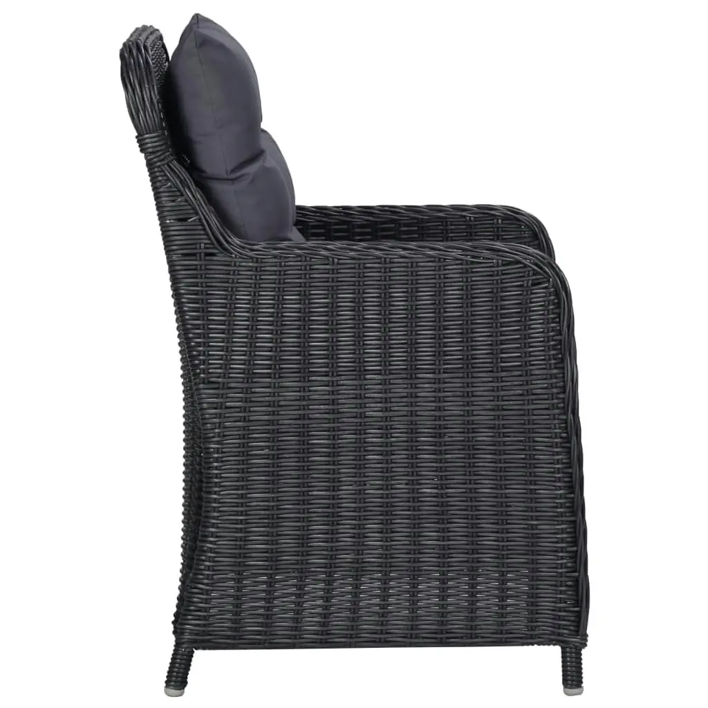 Garden Chairs 2 pcs with Cushions Poly Rattan Black 46548