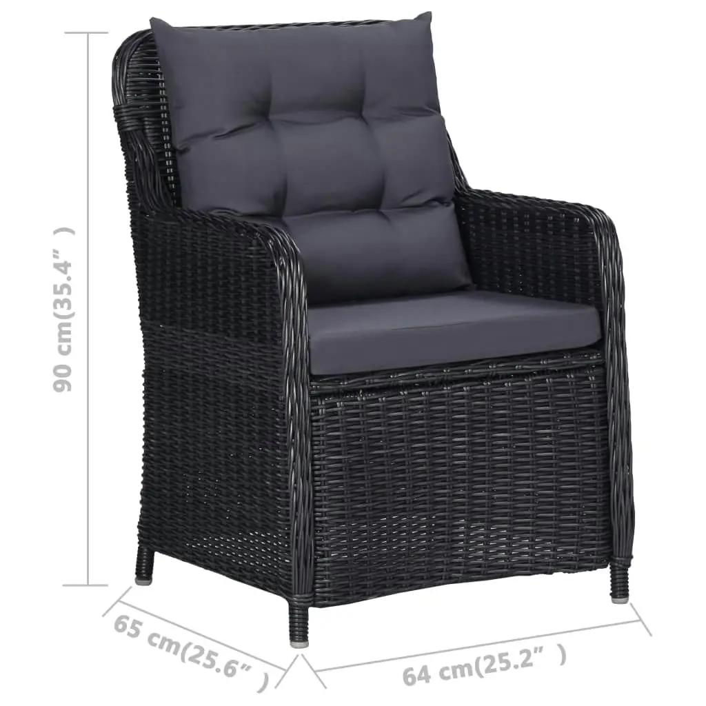 Garden Chairs 2 pcs with Cushions Poly Rattan Black 46548