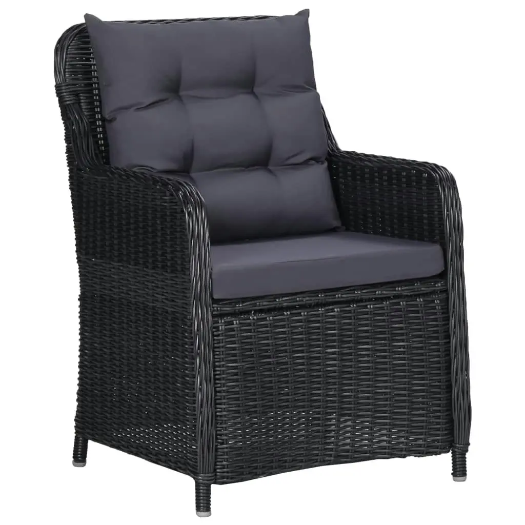 Garden Chairs 2 pcs with Cushions Poly Rattan Black 46548